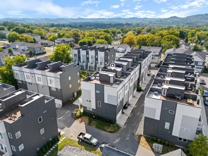 a front view of a multi story building