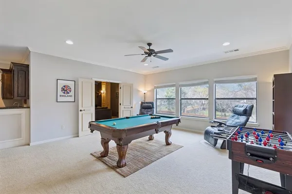 a room with table and couch