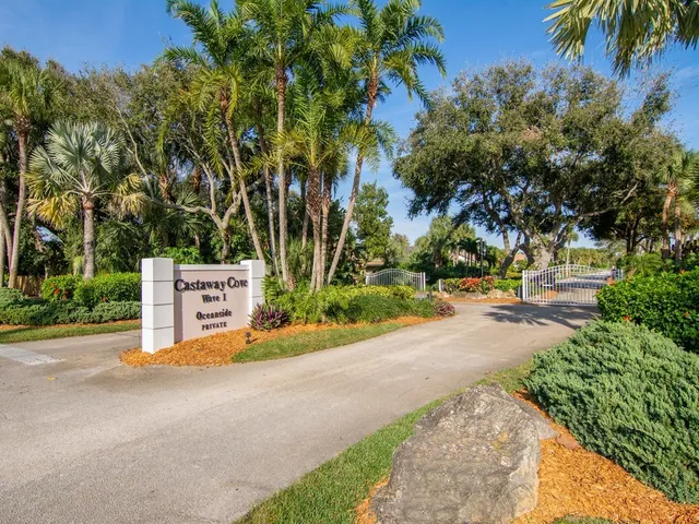 a view of street with palm trees