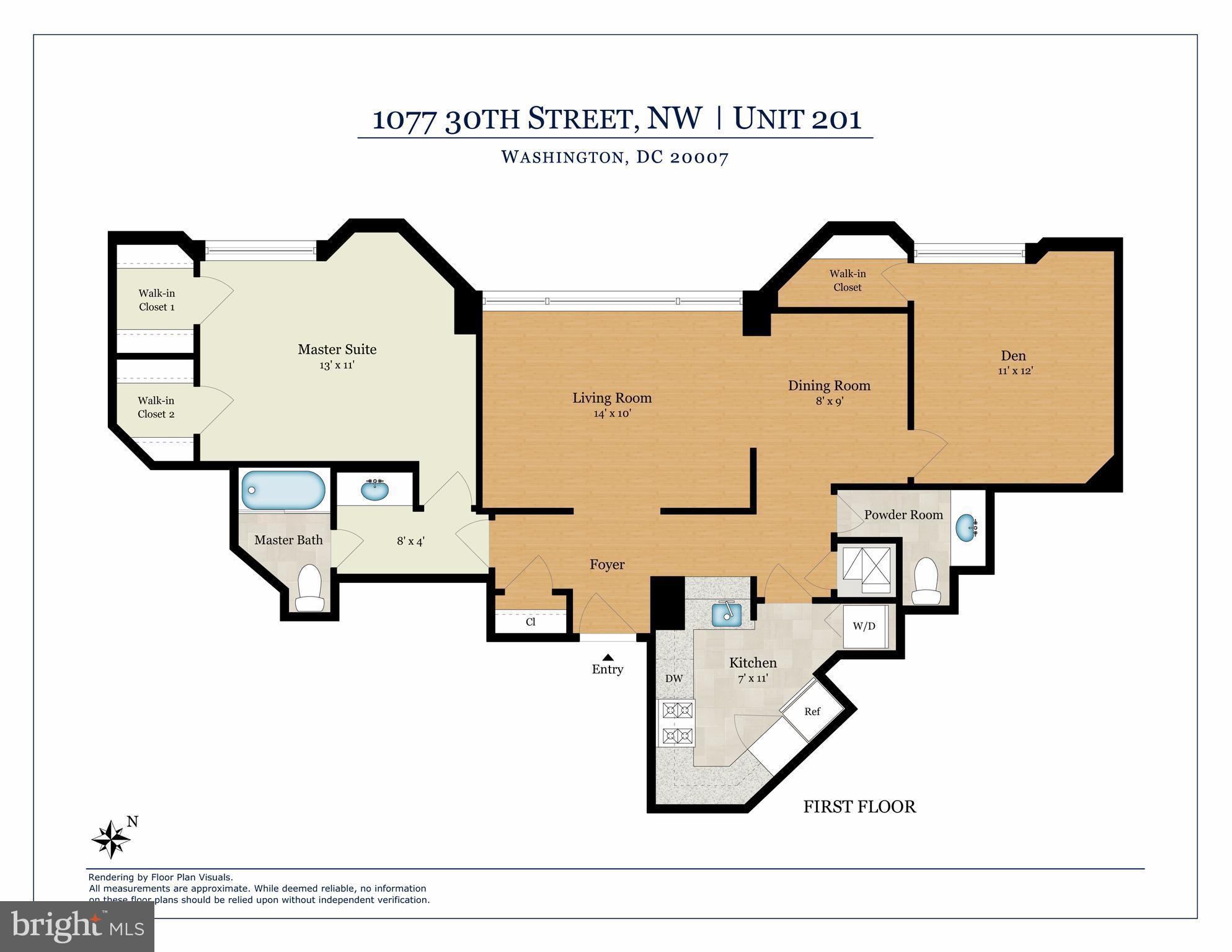 1077 30th Street Northwest, Unit 201 Washington, DC 20007 - Photo 16 of 16 Floor Plan
