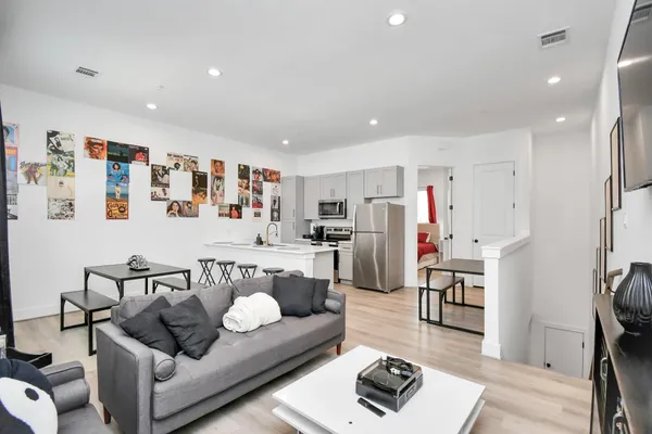 a living room with furniture and a couch