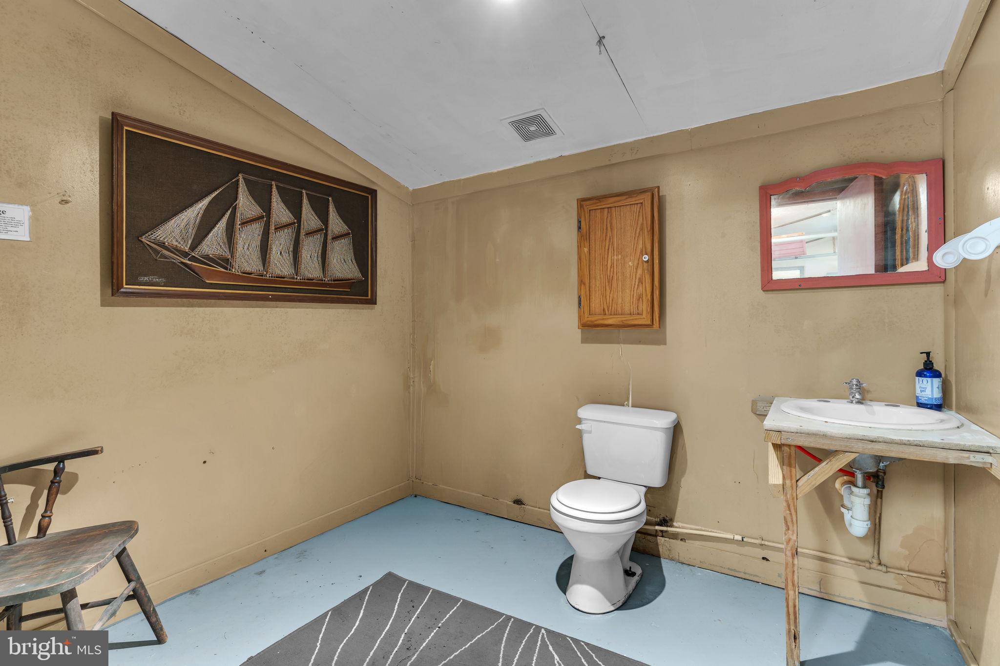 16129 Piney Point Road Piney Point, MD 20674 - Photo 19 of 50 a bathroom with a toilet a sink and mirror