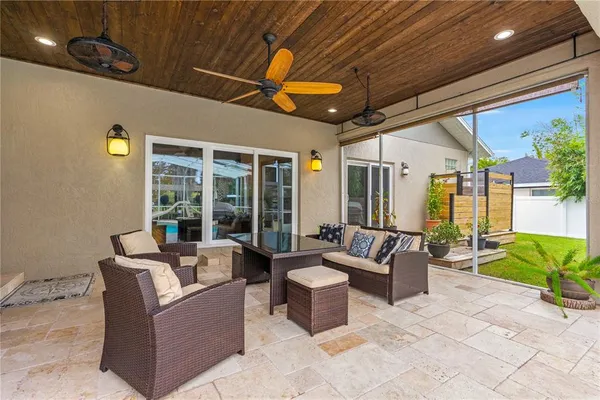 a outdoor living space with furniture