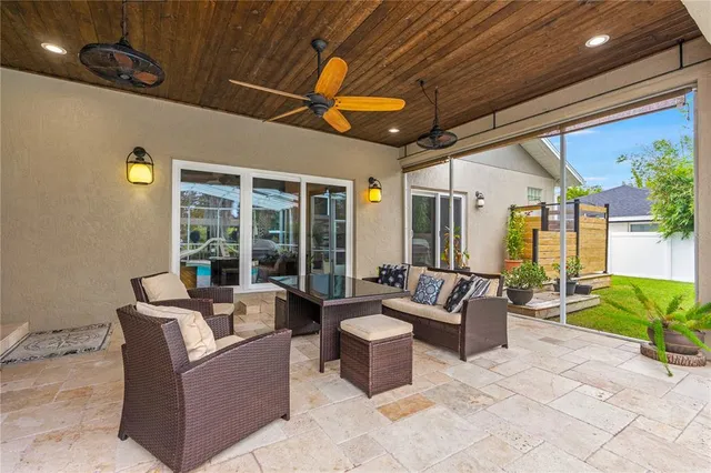 a outdoor living space with furniture