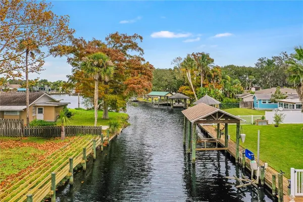 an aerial view of a house