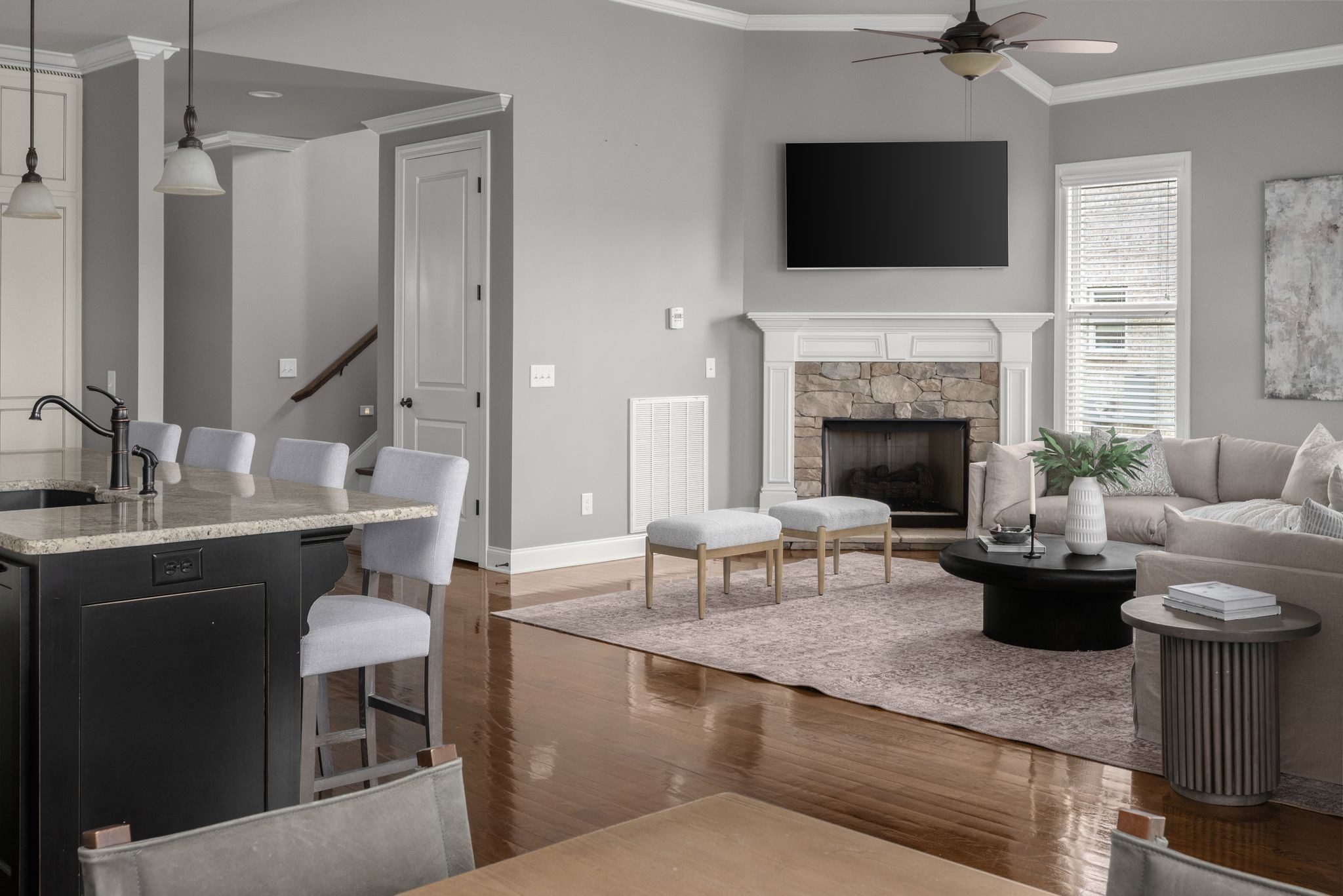 3226 Pleasantville Bridge Road Thompson's Station, TN 37179 - Photo 12 of 59 a living room with furniture a fireplace and a flat screen tv