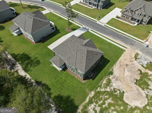 an aerial view of a house