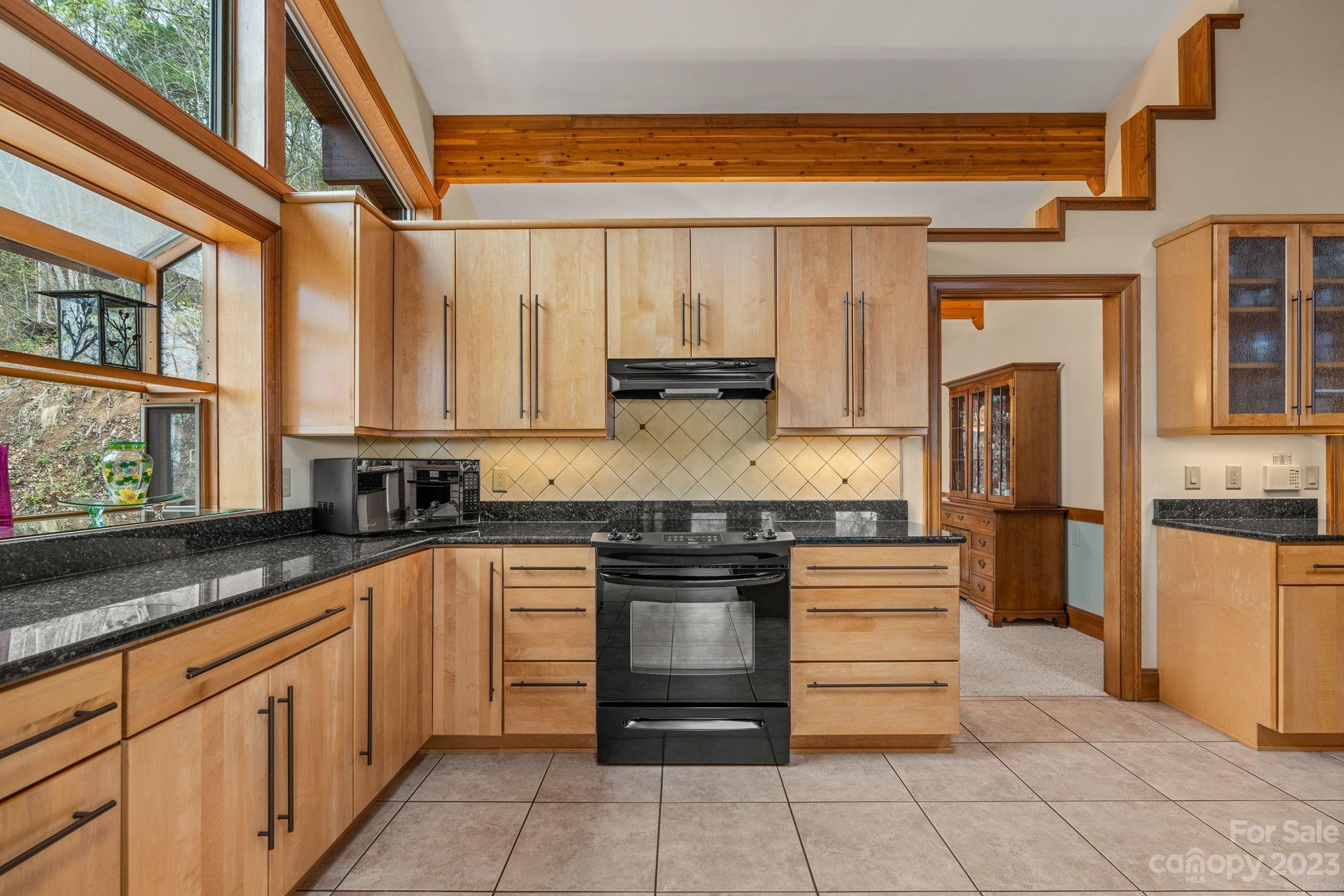 202 Mt Olive Drive Asheville, NC 28804 - Photo 19 of 48 a kitchen with stainless steel appliances granite countertop a stove and a refrigerator