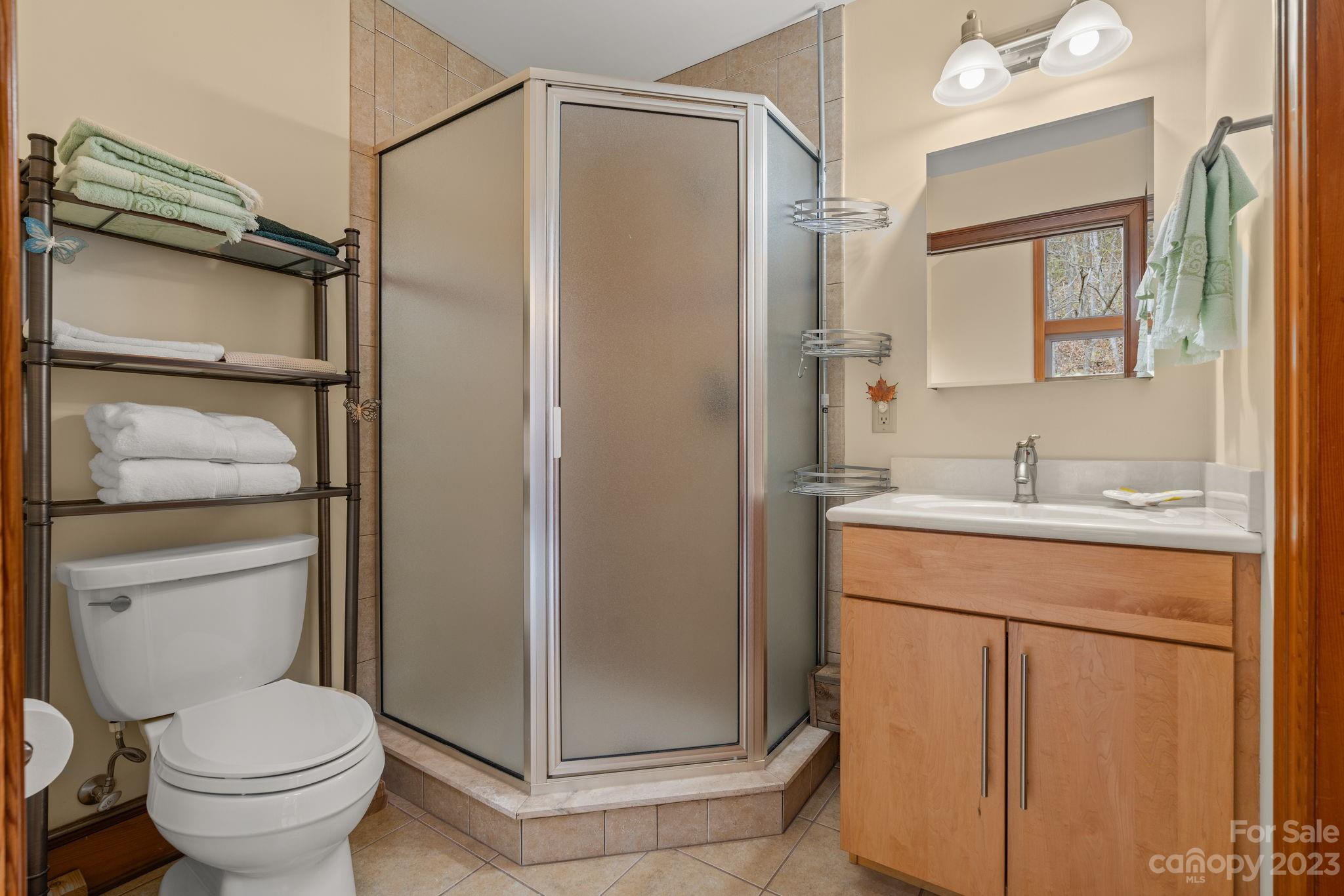 202 Mt Olive Drive Asheville, NC 28804 - Photo 30 of 48 a bathroom with a granite countertop sink toilet and shower