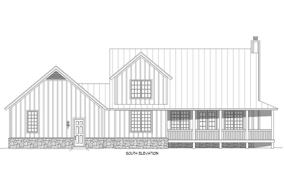 130 Chandler Road Easley, SC 29640 - Photo 22 of 24 Architectural rendering of a home's south elevation, featuring a covered porch and stone accents.