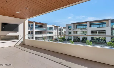 a view of a building from a balcony