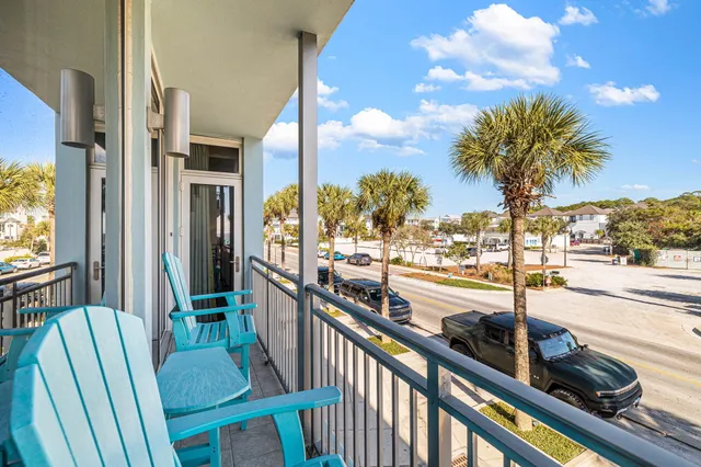 a view of a city from a balcony