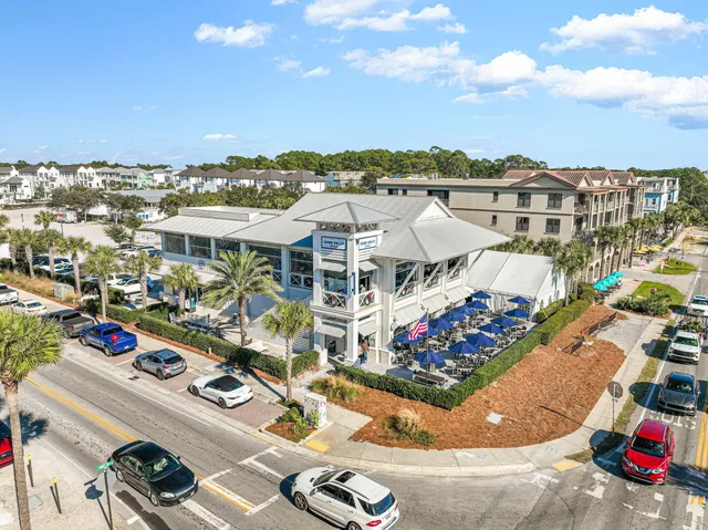a view of a building with a street