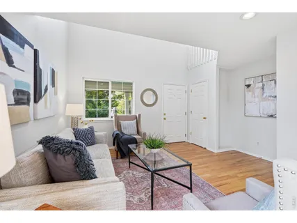 a living room with furniture rug and window