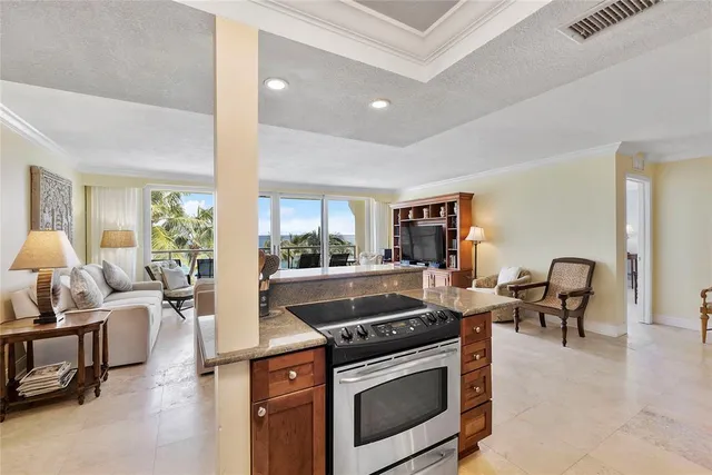 a view of a backyard with a patio and a garden