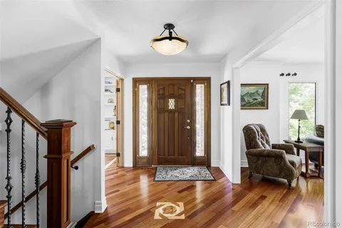 a dining room with window
