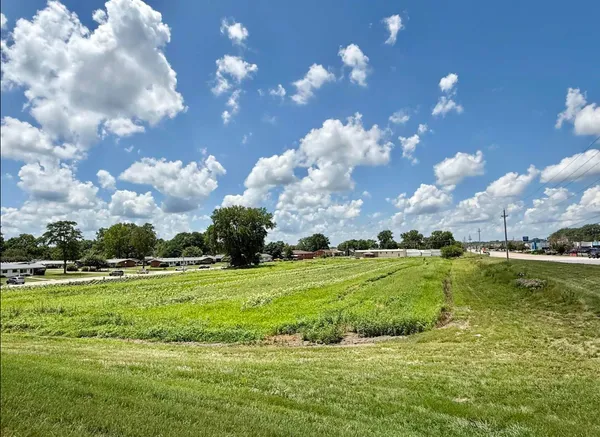 a view of a big yard with lots of green space
