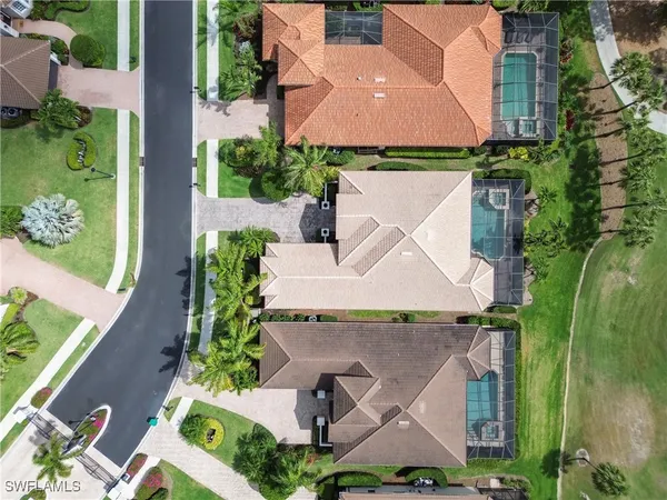 an aerial view of a house