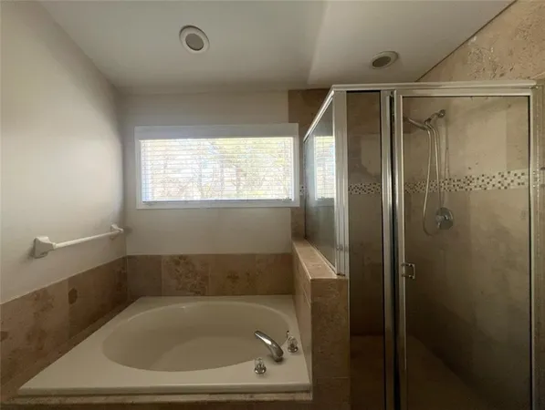 a bathroom with a bathtub