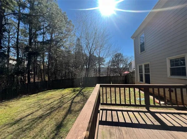 a view of a wooden deck