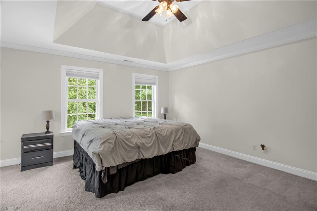 8916 Grove Park Drive Oak Ridge, NC 27310 - Photo 15 of 29 Primary bedroom with tray ceiling