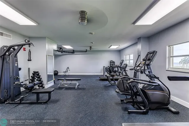 a view of a room with gym equipment