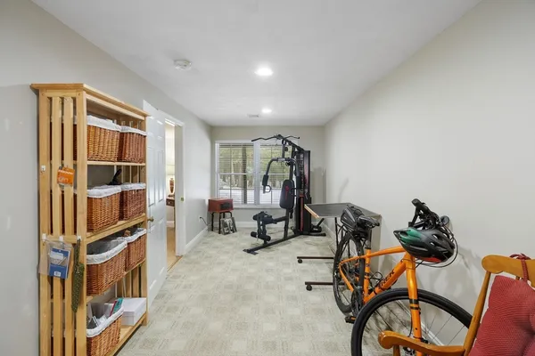a view of a room with gym equipment