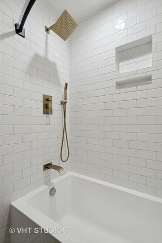 a bathroom with a bathtub