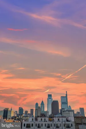 a city view with tall buildings