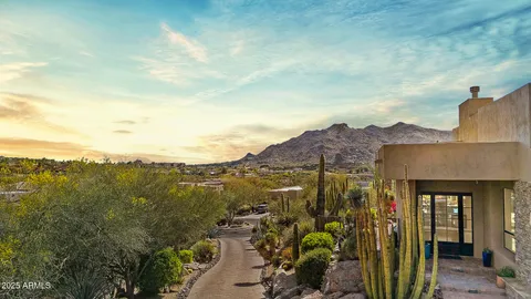 a view of a city with sunset view
