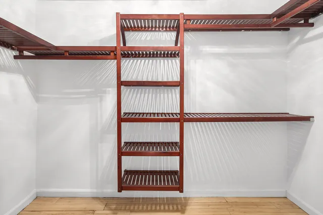 a view of a black and white wall