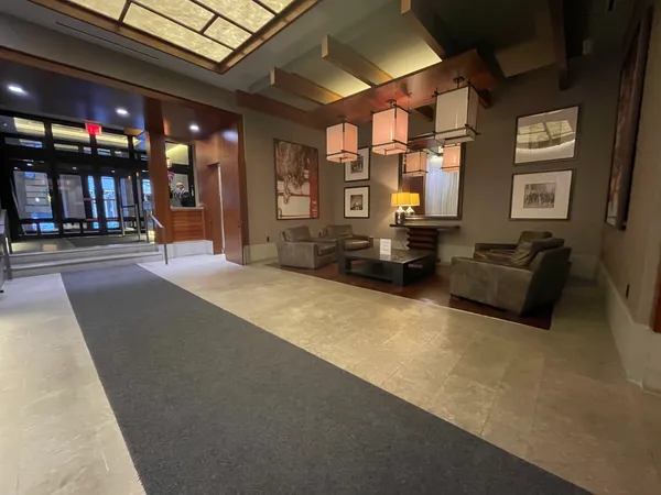 a living room with furniture