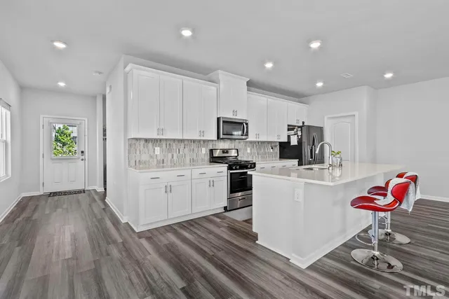 a living room with furniture