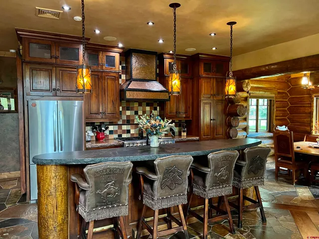 a view of a dining area with furniture