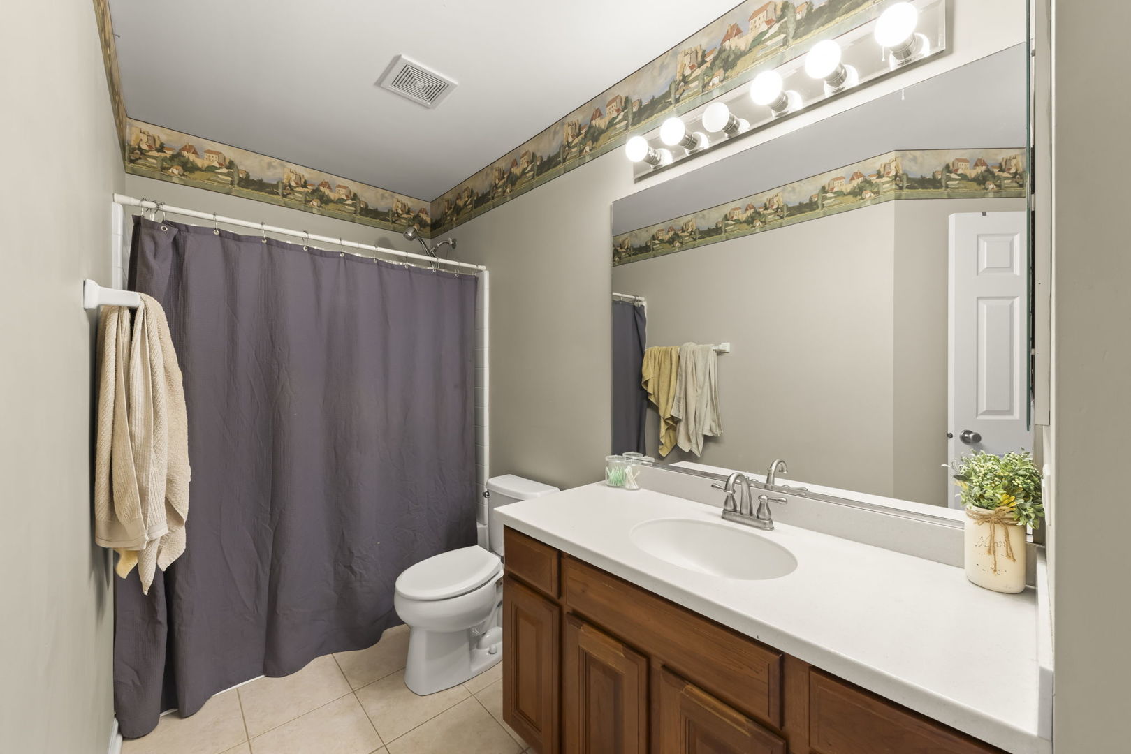 1934 Raintree Road Yorkville, IL 60560 - Photo 27 of 40 a bathroom with a granite countertop sink toilet a mirror and shower
