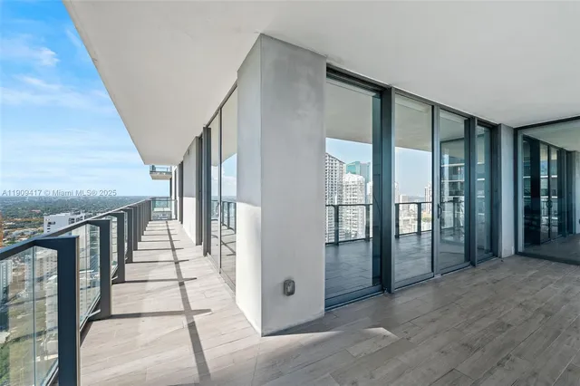a view of a balcony with city view