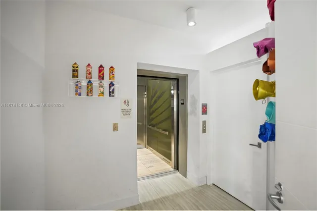 a view of a entryway with shelves