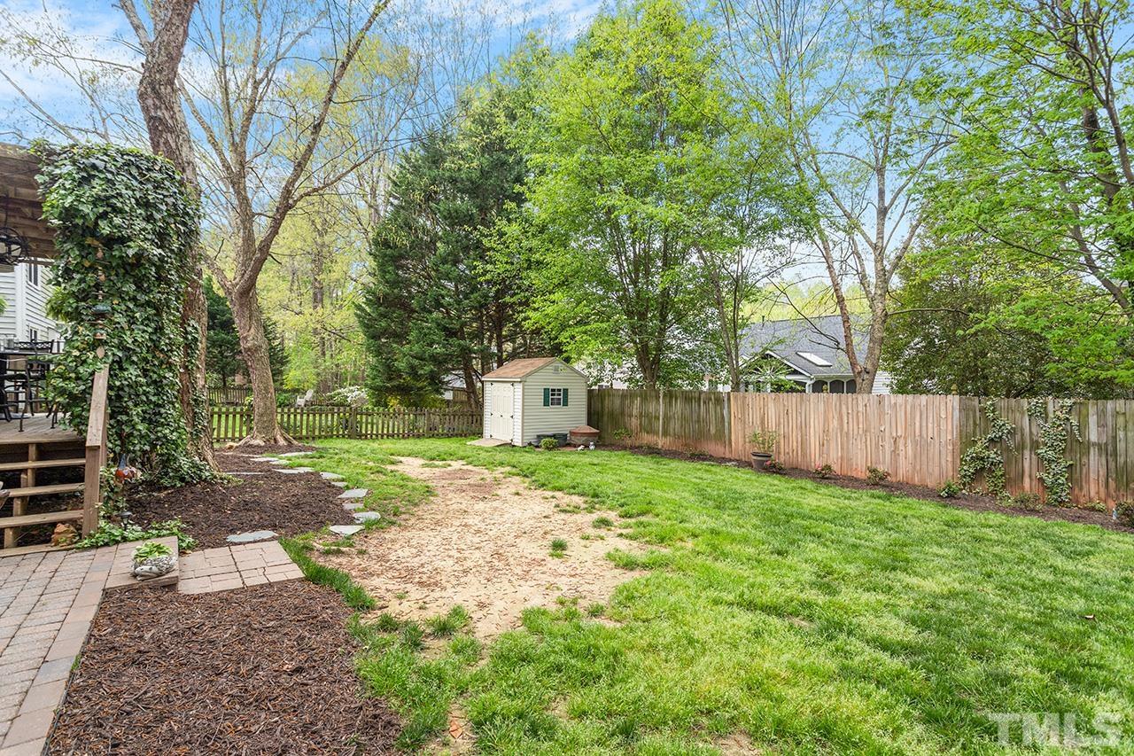 9529 Miranda Drive Raleigh, NC 27617 - Photo 27 of 39 The fully-fenced back yard offers plenty of play space for family and beloved pets, with the potential for an awesome garden along the rear fence wall, which gets loads of natural sunlight