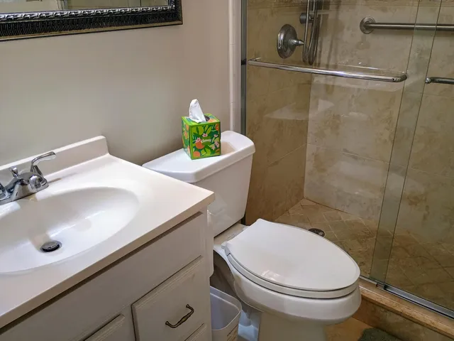 a bathroom with a shower