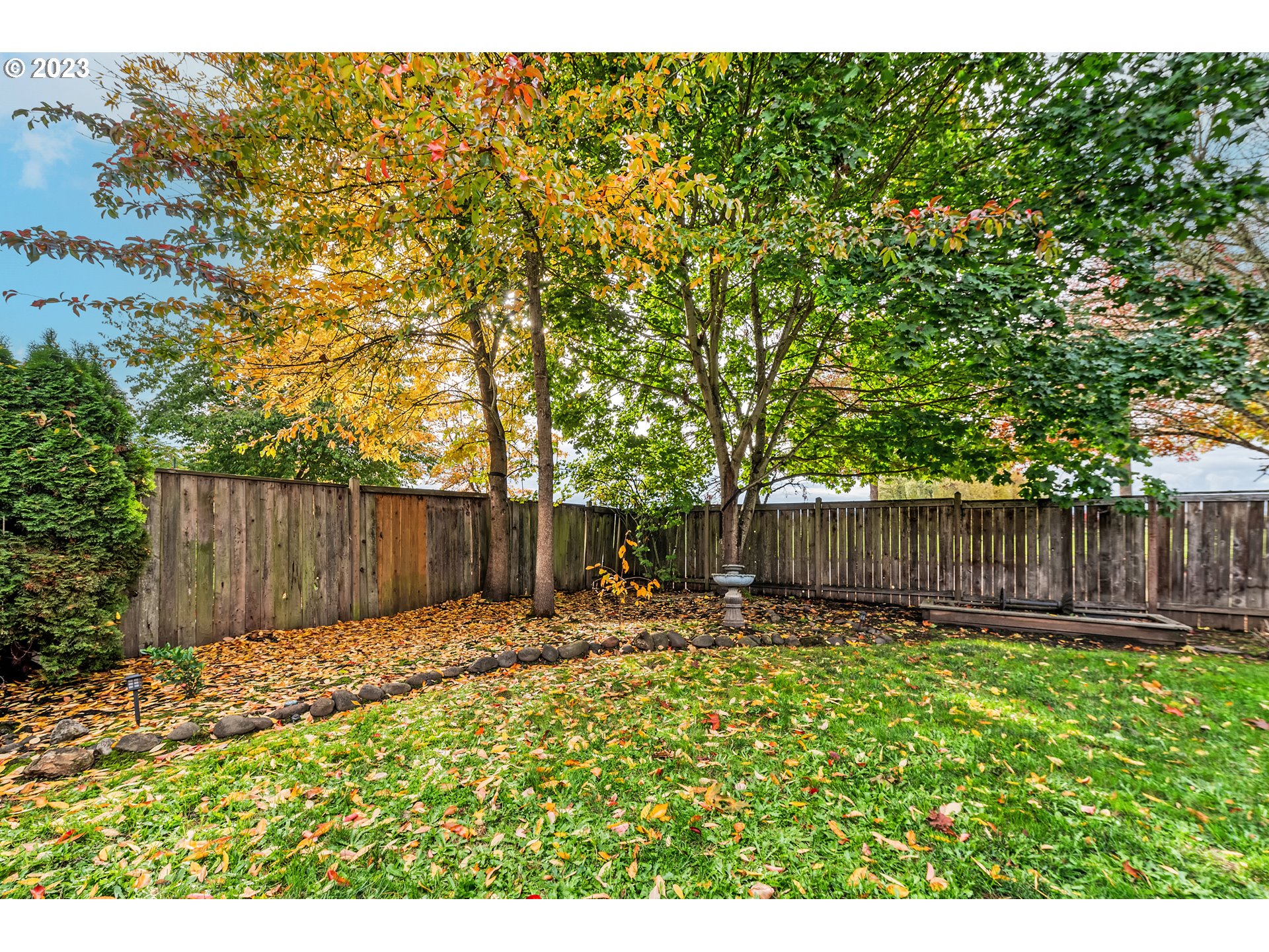 5588 Wales Drive Eugene, OR 97402 - Photo 34 of 41 a view of backyard with wooden fence and trees