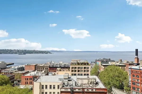 a view of a city and lake
