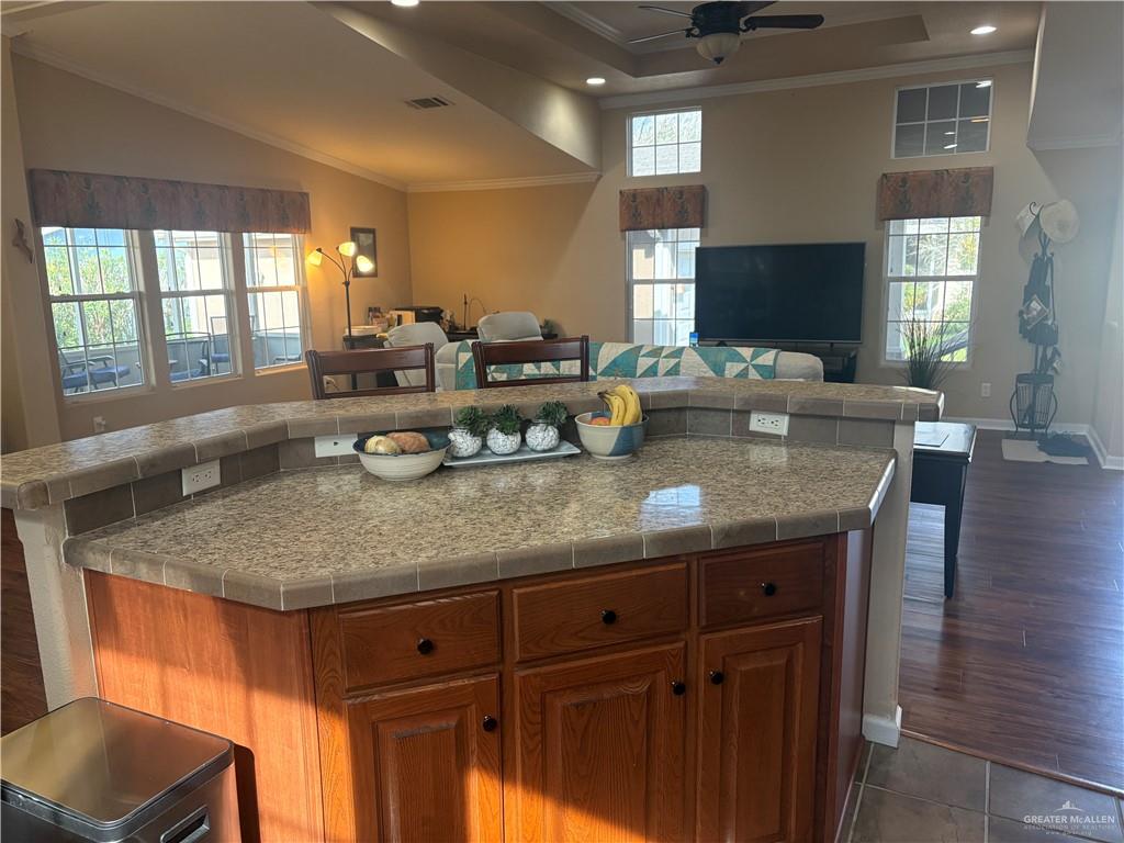 3078 Durango Street Mercedes, TX 78570 - Photo 41 of 41 a kitchen with granite countertop a sink and a refrigerator