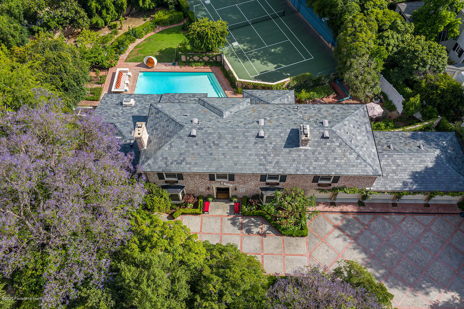 260 Hillside Road South Pasadena, CA 91030 - Photo 37 of 41 a aerial view of a house with a yard and potted plants