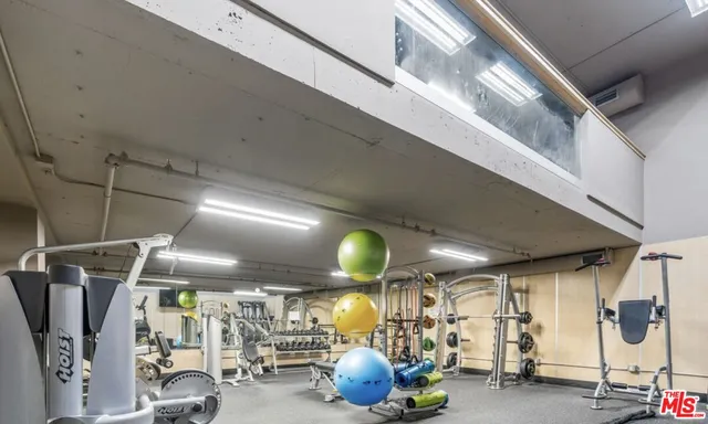 a view of a room with gym equipment