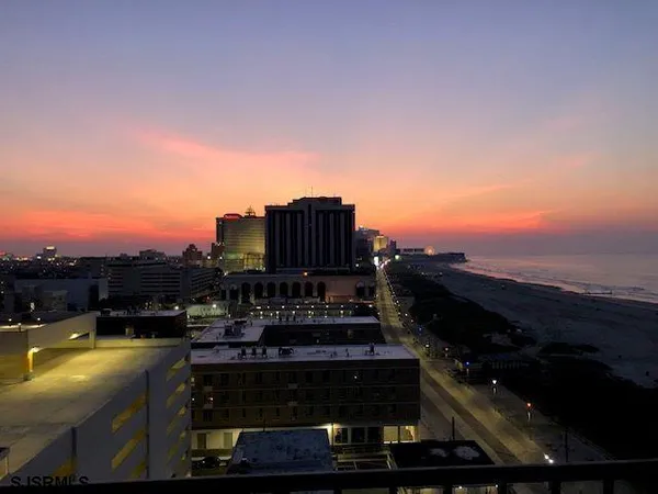 a view of a balcony with city view