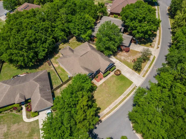 an aerial view of a house