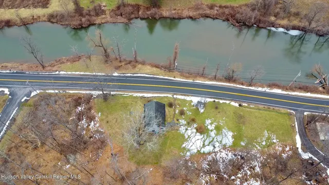 a view of a lake from a yard
