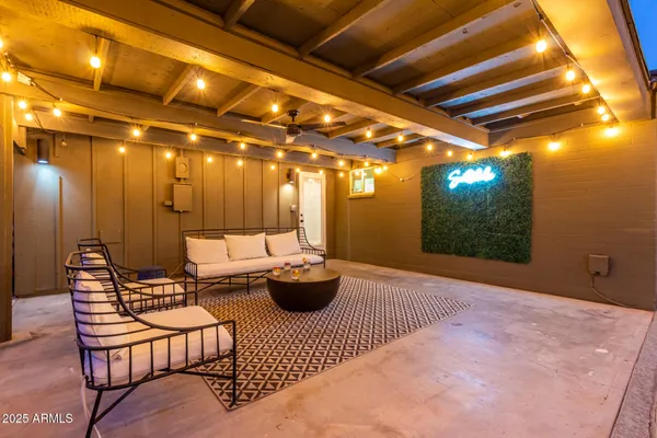 a outdoor space with patio furniture