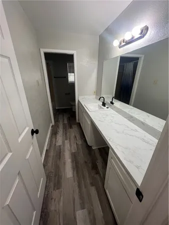 a bathroom with a sink and a vanity
