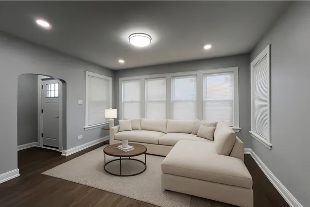 a living room with furniture